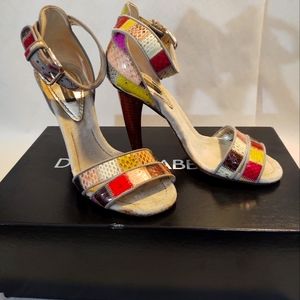 DOLCE & GABANNA Multicolor PATCHWORK ANKLE STRAP SANDALS SIZE 35 1/2